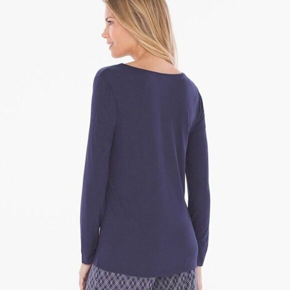 Soma Medium Blue Long Sleeve Pajama Lounge Top - Picture 2 of 7